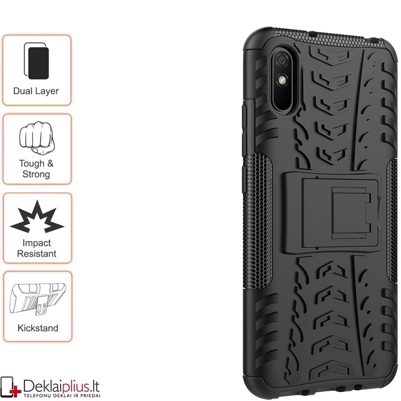 Smūgiams atsparus dėklas - juodas (Xiaomi Redmi 9A) Smūgiams atsparus dėklas - juodas (Xiaomi Redmi 9A)